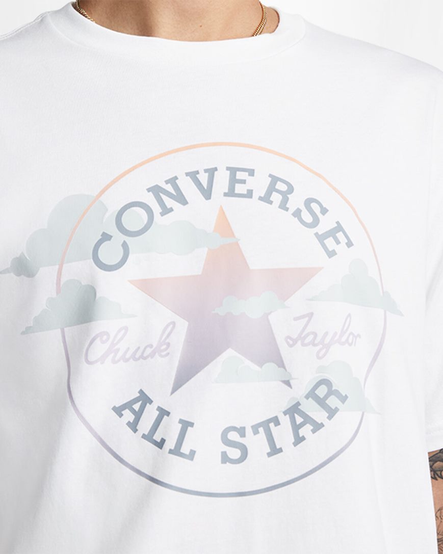 Women's Converse Go-To Clouds Graphic Standard Fit T-Shirts White | AU 5948CI